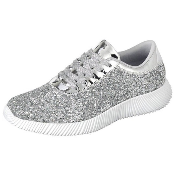 New Arrival- Silver Glitter Sneakers, Gym Shoes - Picture 4 of 5